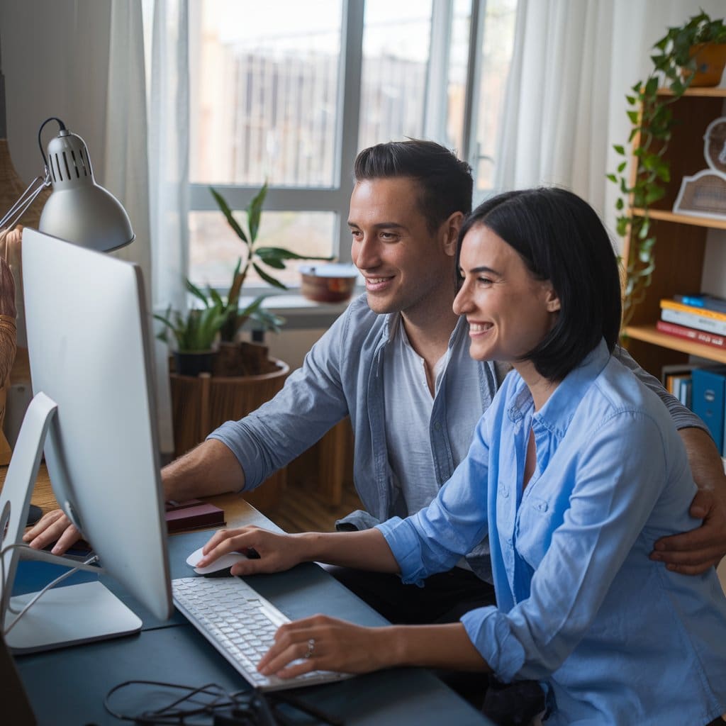 man and woman at pc for target wealth